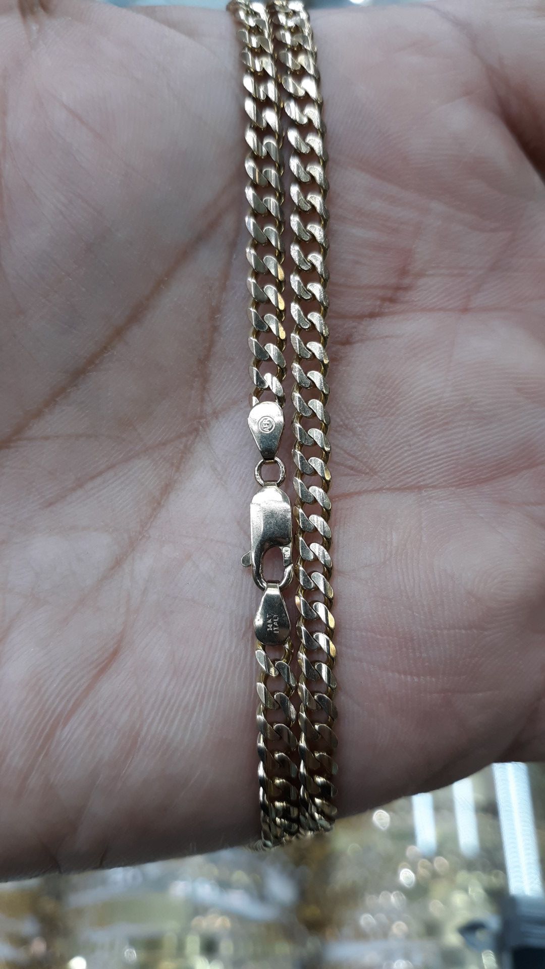 14k gold Cuban link chain hand made 22.7 grams solid 24 inch 4mm