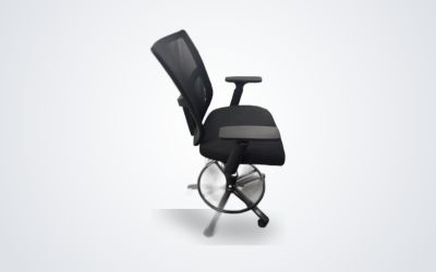 Mesh-Back Office Task Chair — Adjustable Arms, Footrest Ring