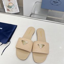 Beige prada slippers