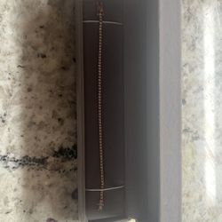 Moissanite bracelet  rose gold 2mm 7 inches long