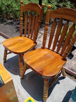 Two heavy duty wood chairs 20 bucks