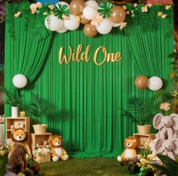 Outpain Green Backdrop Curtain - 10 Ft X 10 Ft, 2 Panels