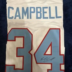 Custom Earl Campbell Signed Oilers Throwback Jersey & 11x14 Photo
