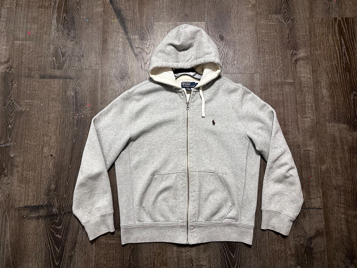 Polo by Ralph Lauren vintage full zip thermal hoodie gray hoodie