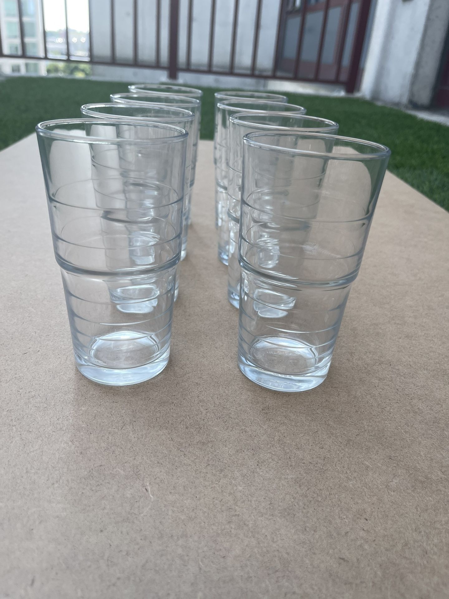 8 IKEA Svepa Glass Tumblers 7oz Stackable With Rings Made in Italy 10288