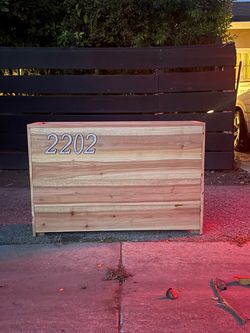 Custom Cedar Wood Outdoor Planter Box with House Numbers