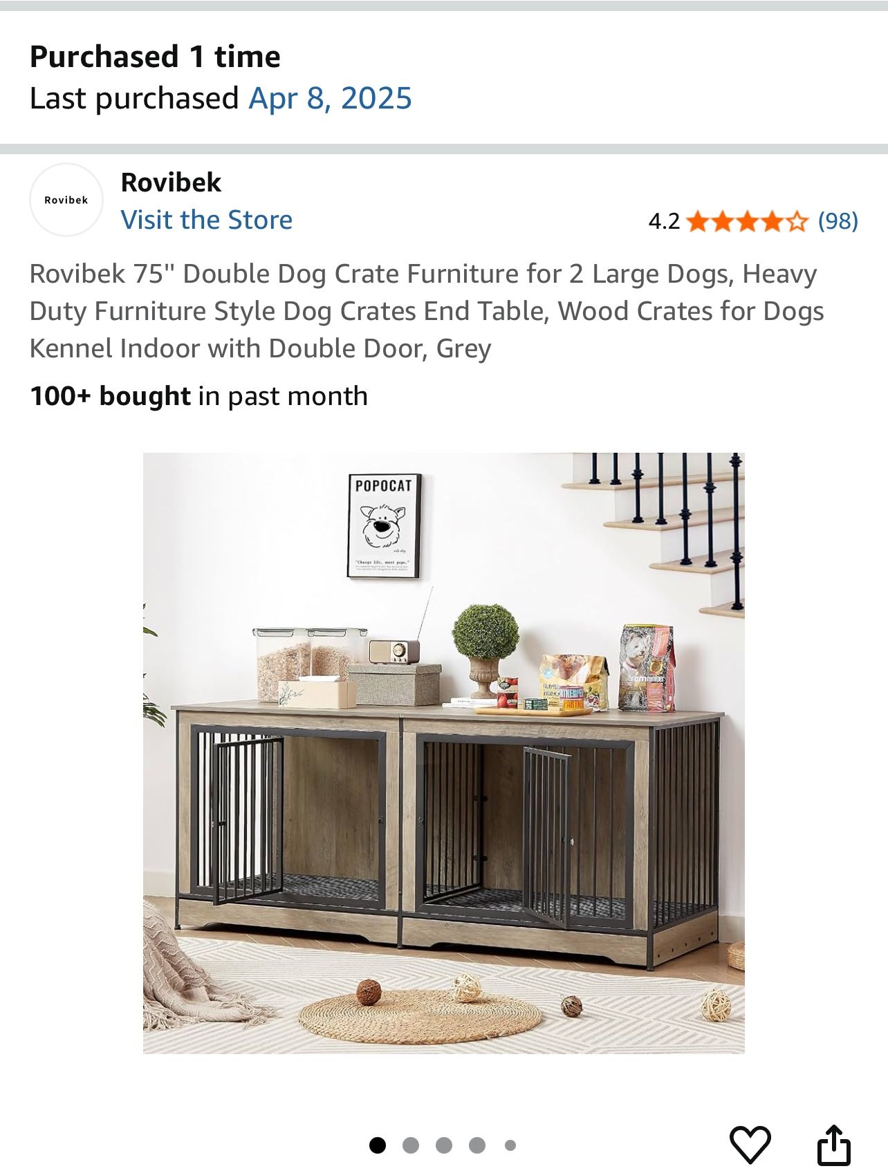 75” Dog Crate Furniture