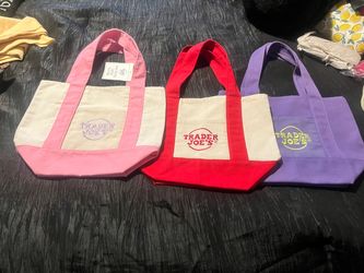 Trader Joe's Mini Canvas Tote Bag PINK ONLY-OBO