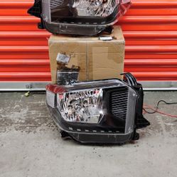 FOR 2014-2020 TOYOTA TUNDRA HEADLIGHT LAMPS W/LED KIT SLIM STYLE BLACK HOUSING