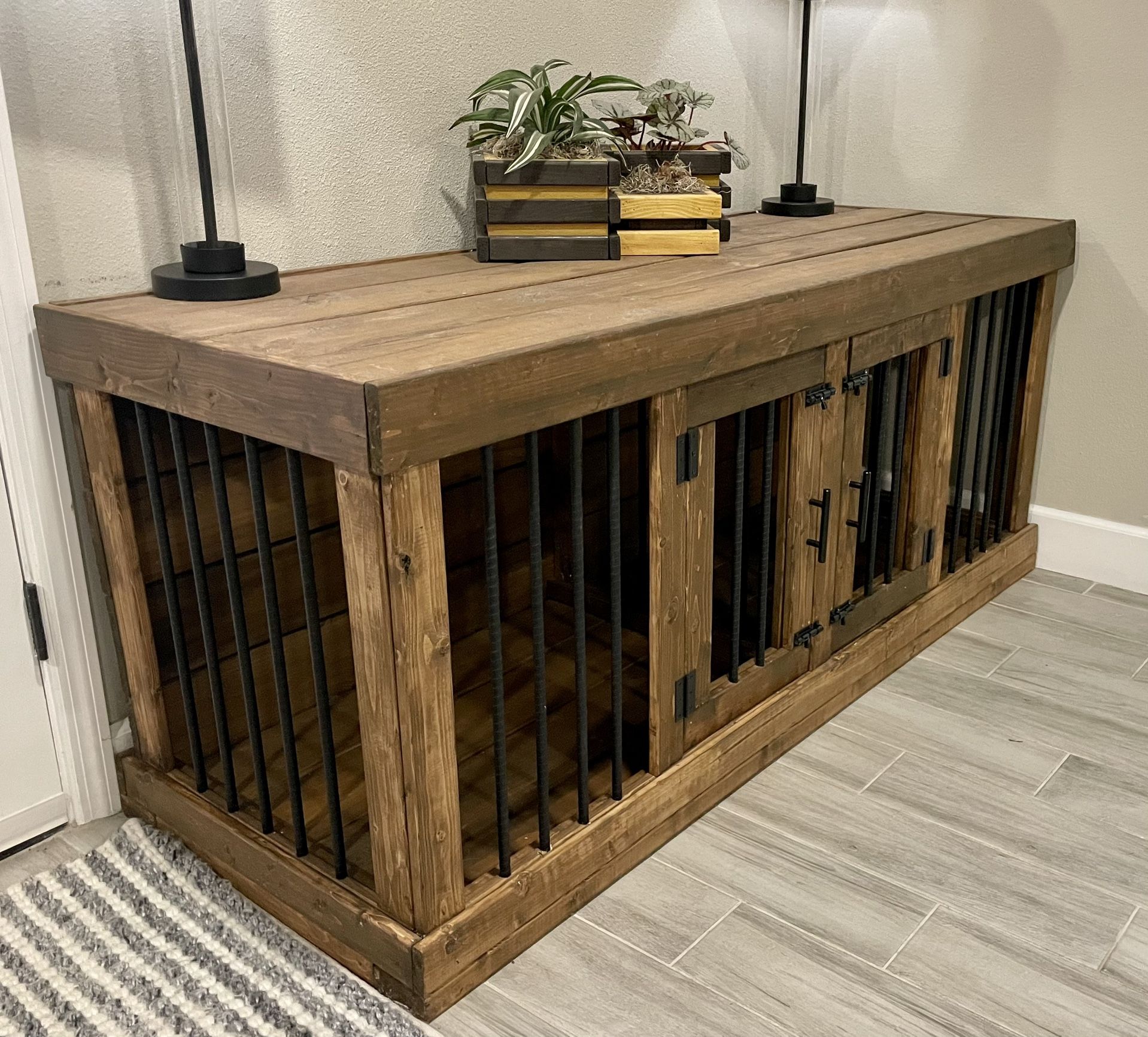 Solid Wood Custom Dog Crate Two Dogs Double Dog Crate For Sale In 