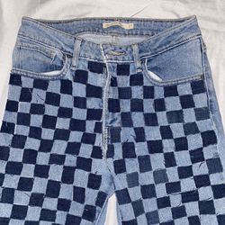 Handmade Checkered Womens Levi’s Jeans 27