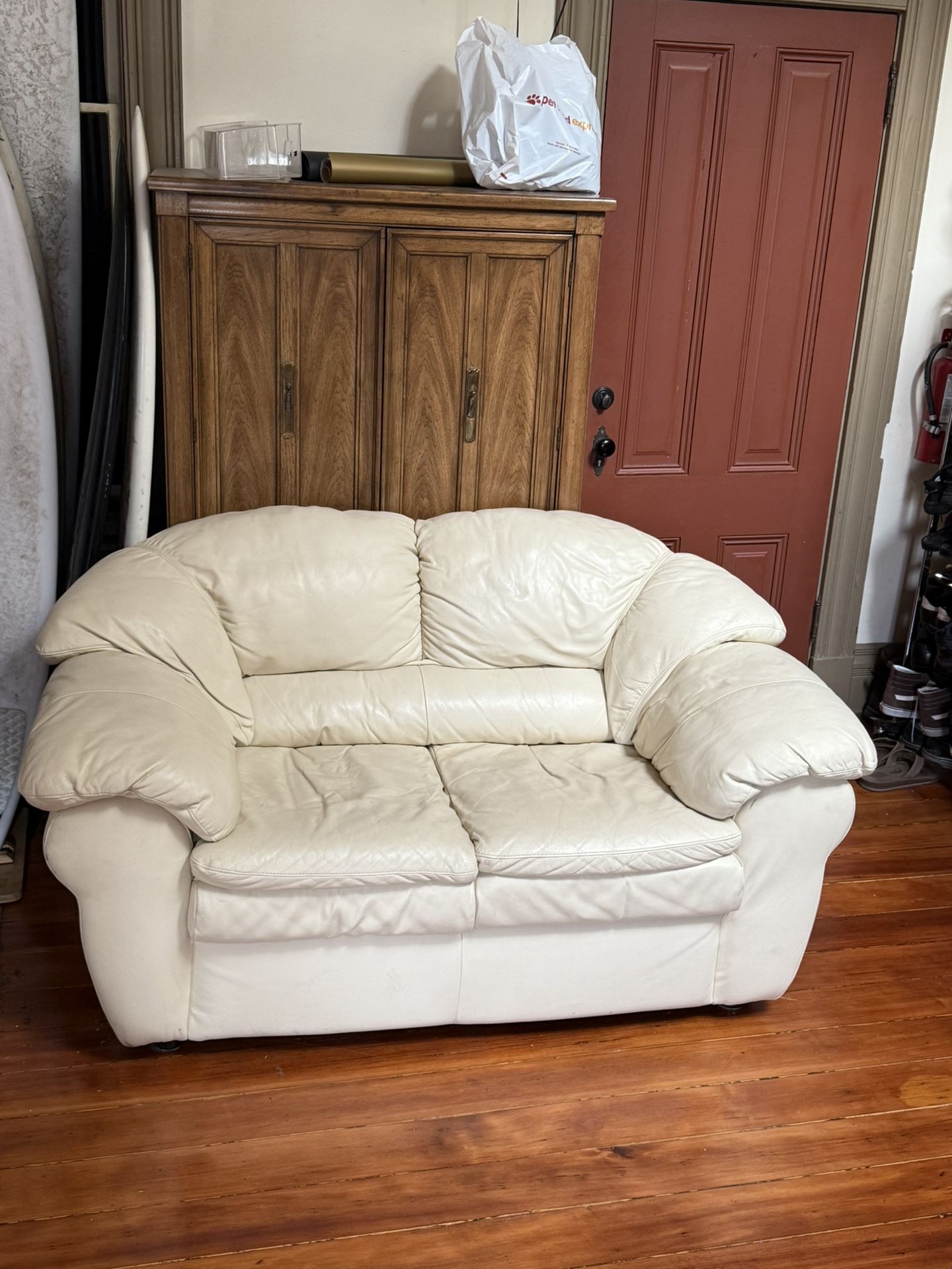 Cream Leather Couch
