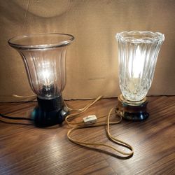 2 Small Table Lamps With Glass Shade 8"H $10 EACH Firm
