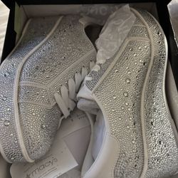 Sparkly White Wedge Sneakers 