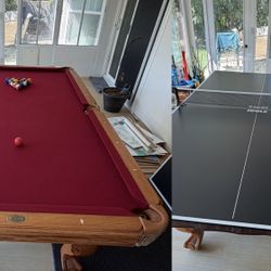 Leisure World Winner's Choice Billiard Pool Table with JOOLA Ping Pong Table Topper