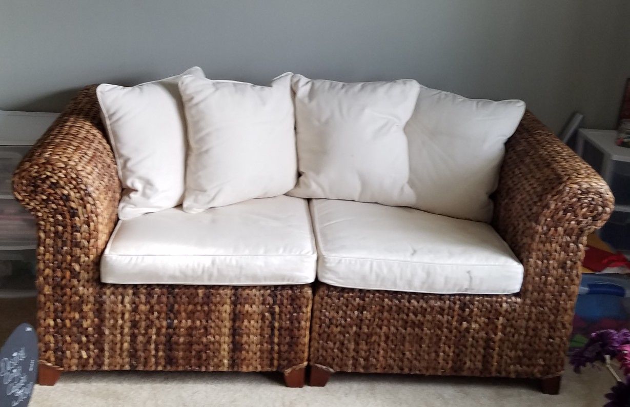 Pottery Barn Seagrass Havana Dark Sofa Loveseat for Sale in