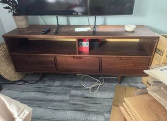 Mcm tv stand/ velvet love seat bundle