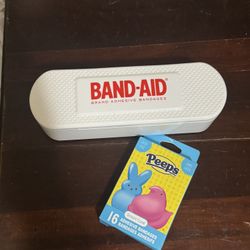 BAND-AID Plastic Storage Box With Box Of Peeps Bandaids 