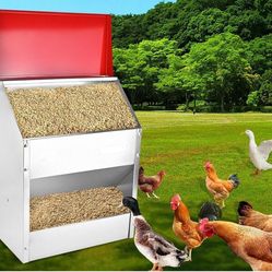 10- 55lbs Calvanized Chicken Feeder Poultry Feeder with Lid WeatherproofOutdoor Coop Food Dispenser Outdoor Coop Food Dispenser for Ducks, Bantams,Phe