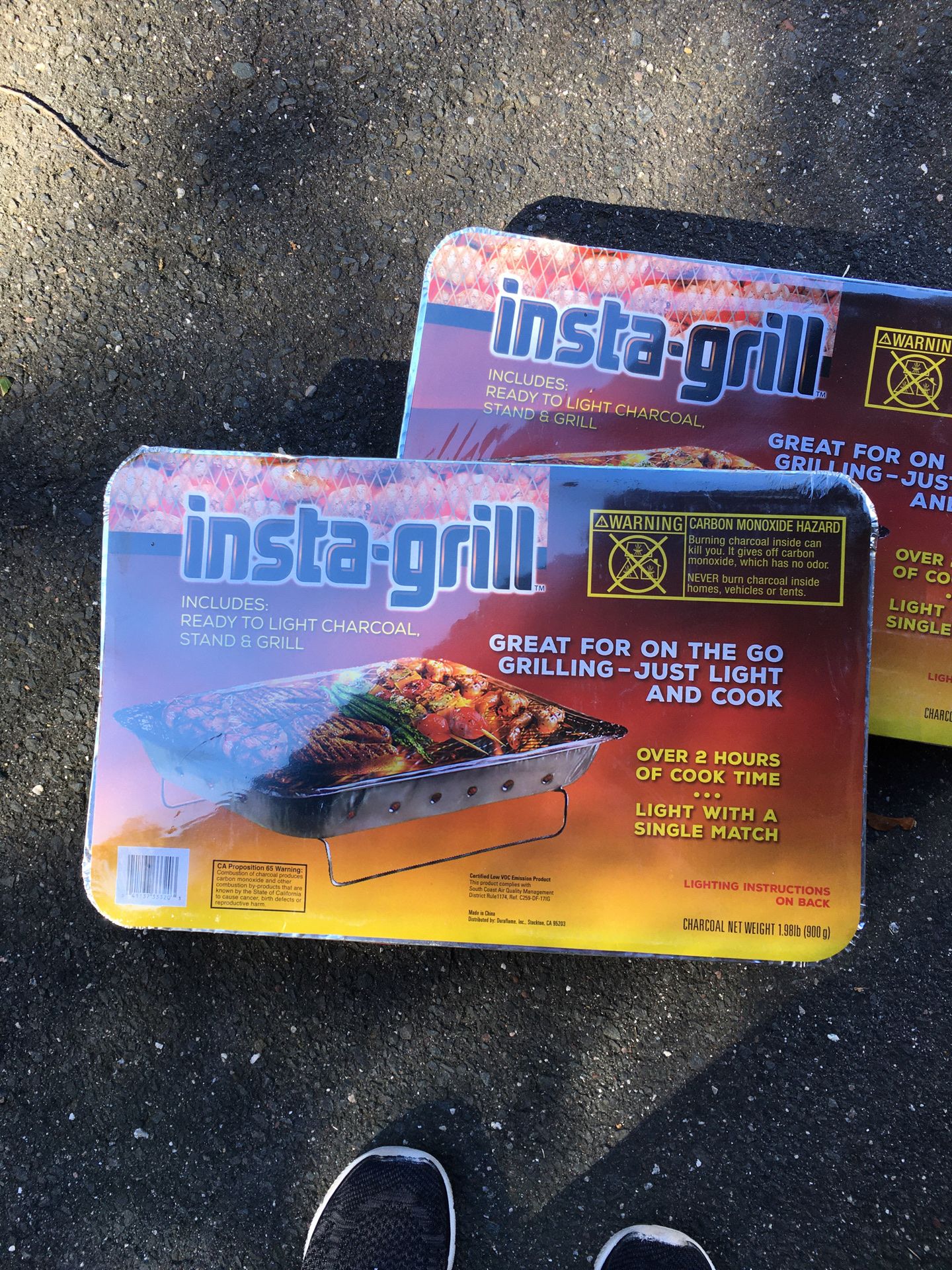 (2) Insta-Grill Portable Disposable Grill with Charcoal. Perfect for picnics/ travel etc