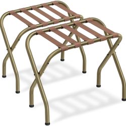 Luggage Rack, Pack of 2, Luggage Racks for Guest Room, Suitcase Stand, Golden