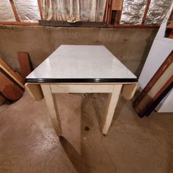 Vintage Wood Table With Additional Enamel Pieces For Sale