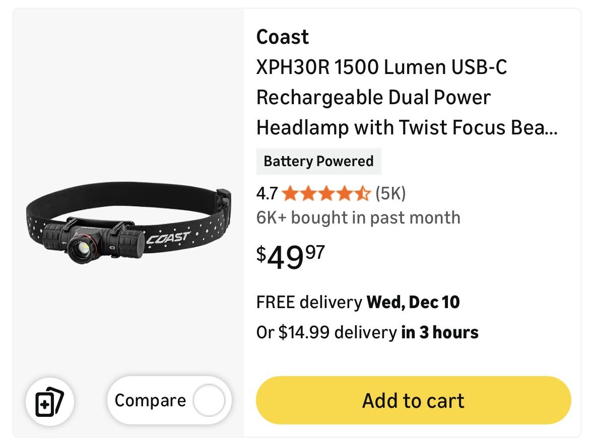 Coast Headlamp 1500 Lumens