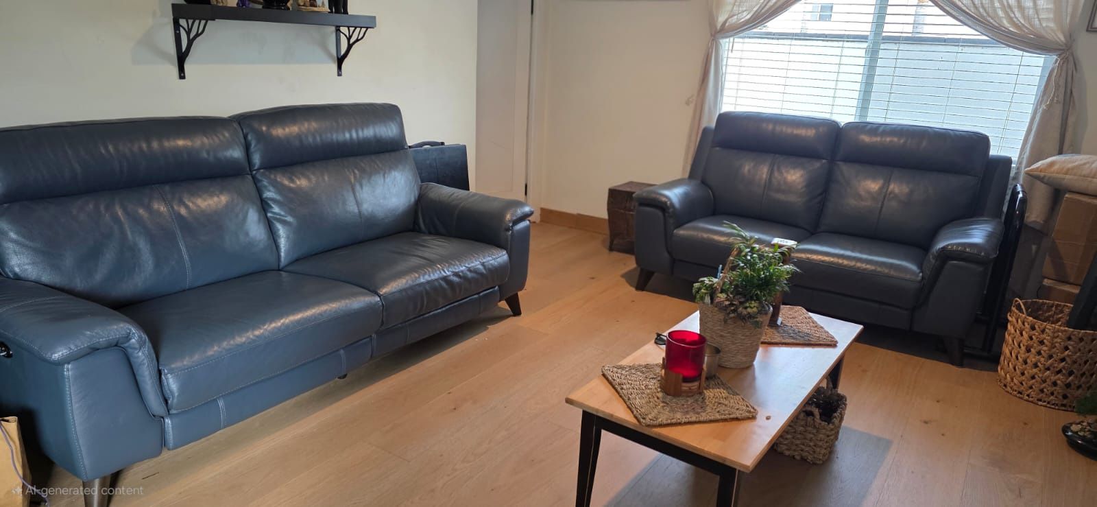Moana Blue Leather Dual Power Reclining With Usb.