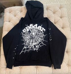 Sp5der Black Hoodie Spider Web Graphic: LARGE