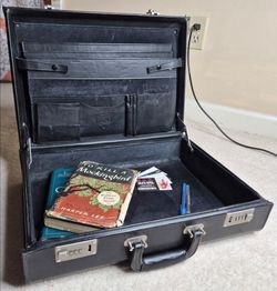 Black Leather Briefcase with Combination Locks
