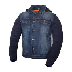 Men Motorcycle Removable Hood Denim Jacket Concealed Carry 