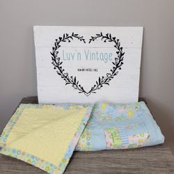 Handmade Baby Quilt Pastel Colors Patchwork Nursery Decor Play Mat Blanket