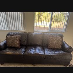 Two Big Real Leather Sofas