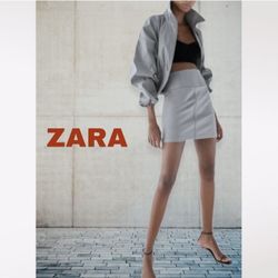 Zara Women's Water Repellent Gray Mini Skirt -Size M - NEVER WORN!!!