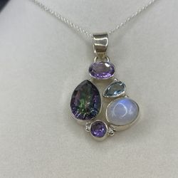 925 Vintage Multi Stone Necklace 