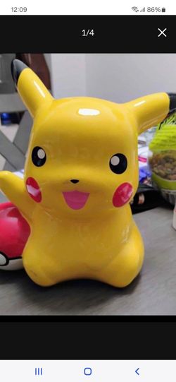 Nintendo Pokemon Pikachu w/ Pokeball Ceramic Piggy Bank (9"Tall) See Photos/Video $10