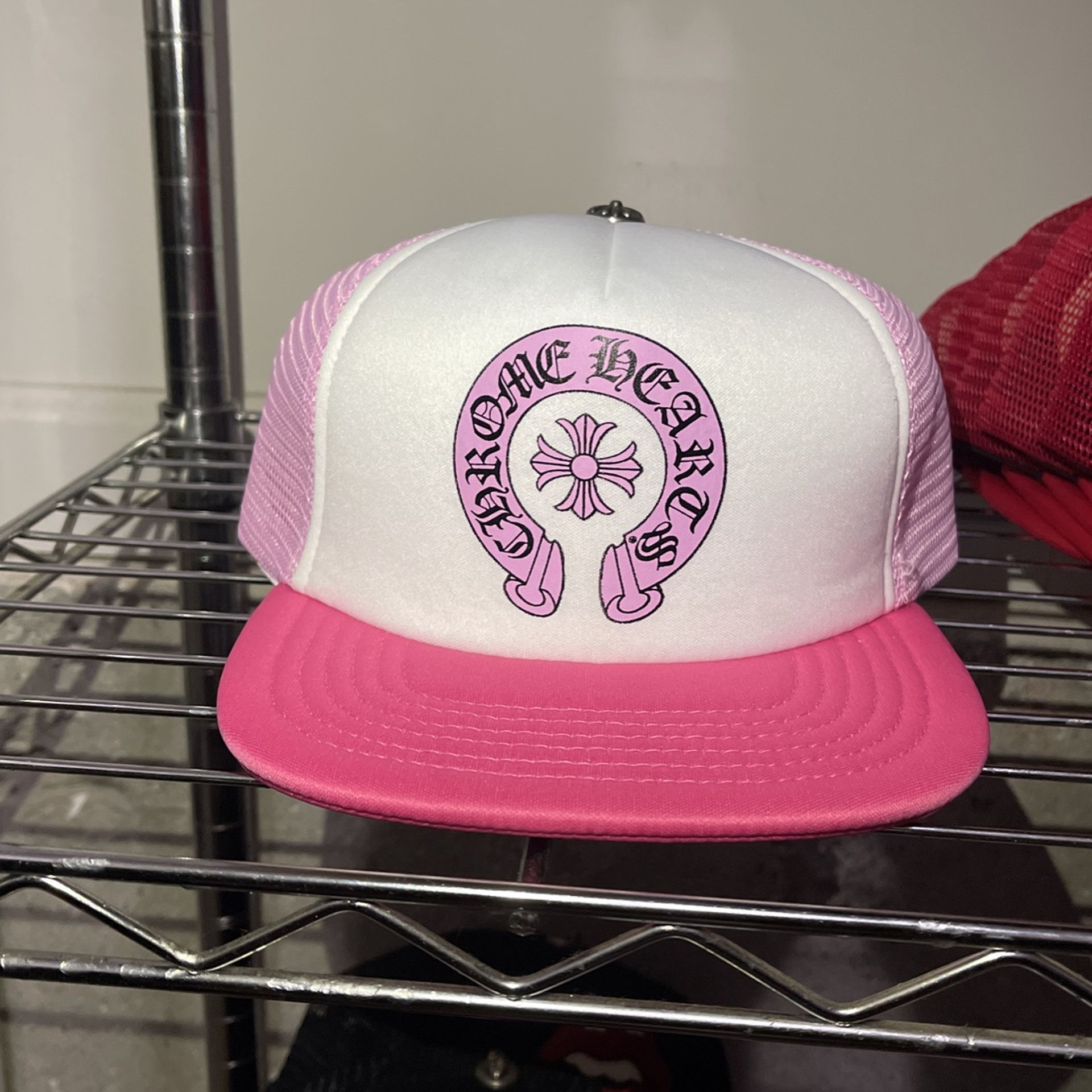 Pink Chrome hearts Trucker Hat 