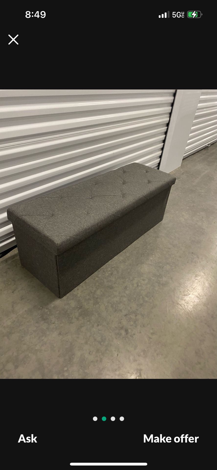 43in Foldable Storage Ottoman Bench