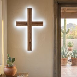 ✨ Handcrafted Lighted Wooden Cross ✨