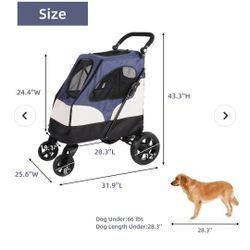Foldable Travel Dog Stroller Pet Gear Stroller with Adjustable Handle & Mesh Window,