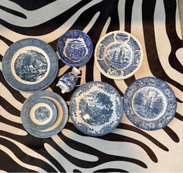 Blue and white Transferware lot