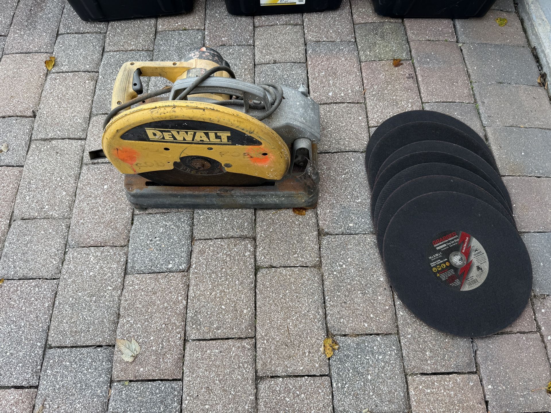 Dewalt Chop Saw with 7 Saw Blades & Tool Box