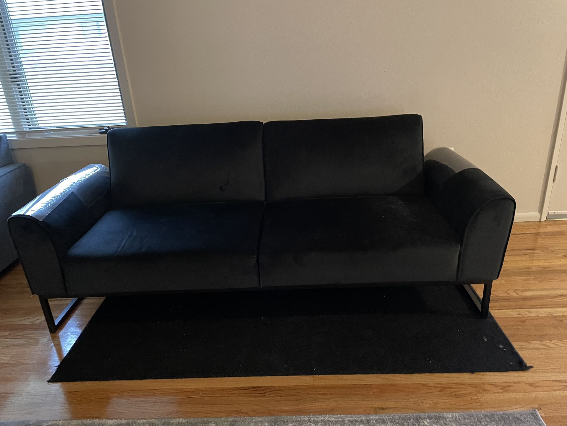 Full size Futon Bed Black Velvet W/Metal Base