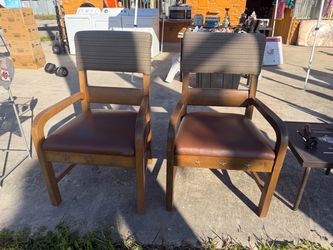 Pair of Wooden Armchairs with Star Detail