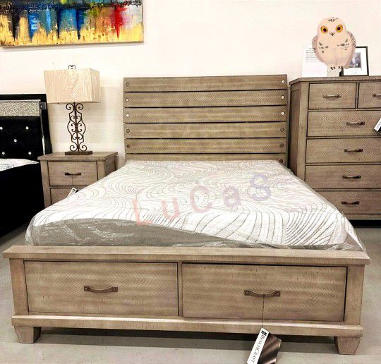 Ructic Gray Naydell King Panel Bed With 2 Storage Drawers

/ Nightstand Chest / Next Day Delivery 