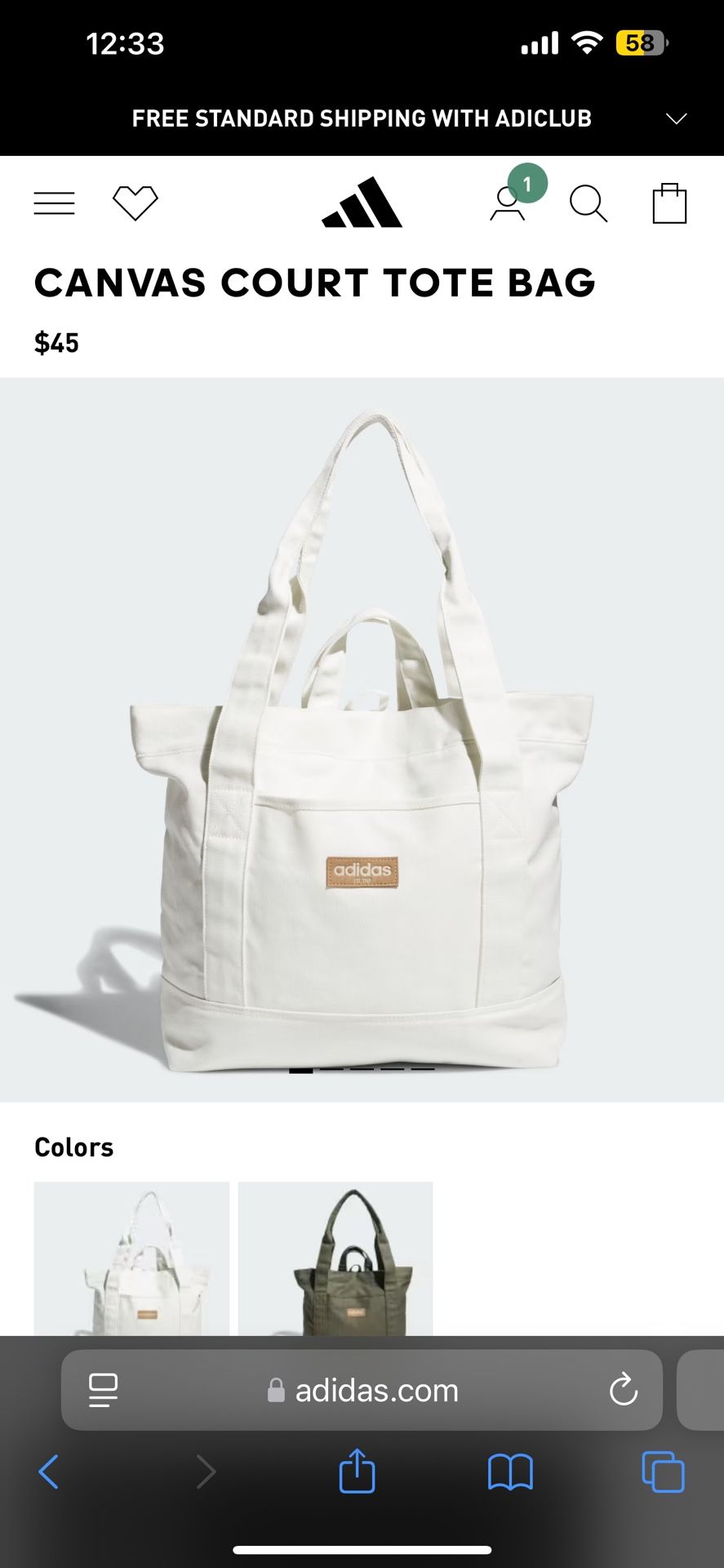 Adidas Canvas Court Tote Bag