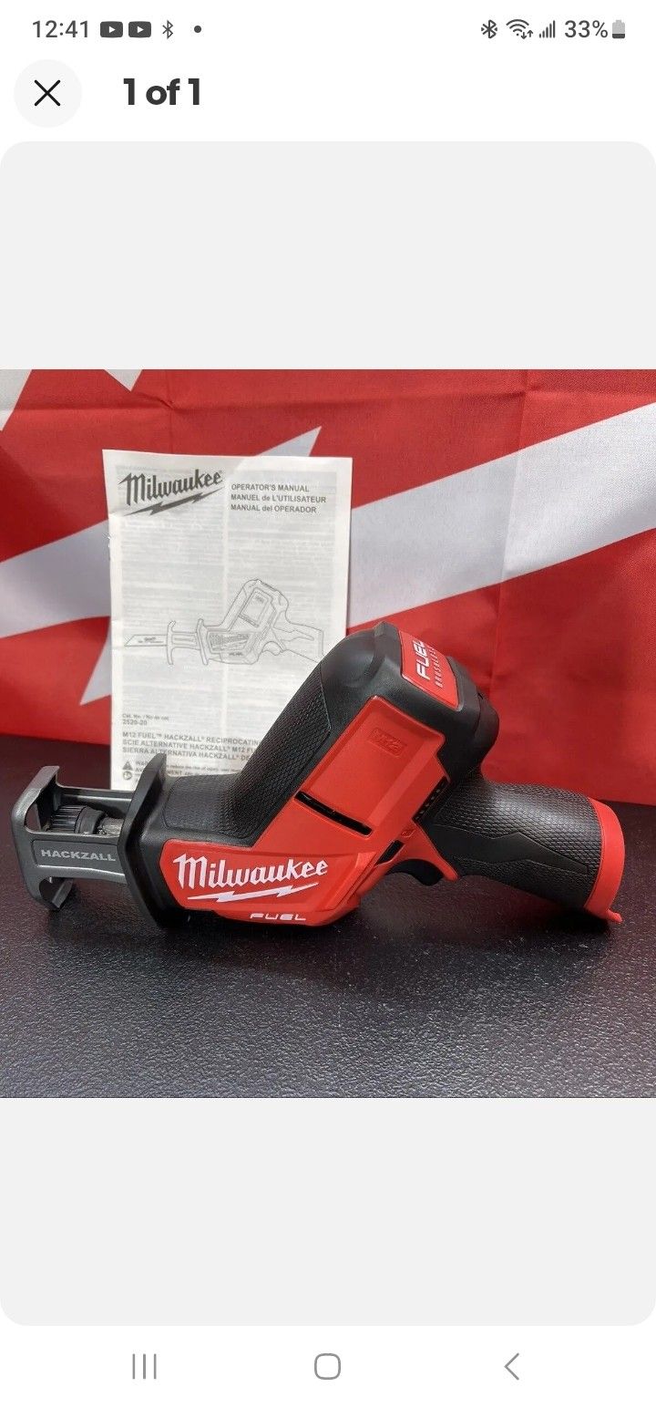 New Milwaukee Fuel 2520-20 12 Volt M12 Brushless Hackzall Reciprocating Saw, New