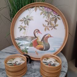 $25 Vintage Bamboo Wood Duck Themed Serving Tray and 6 Drink Coasters.Barware/Cabin Decor11"
Perfect