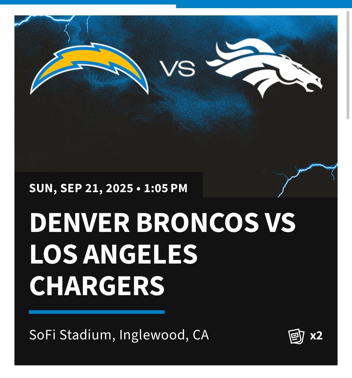 Chargers Vs Broncos NFL Tickets 