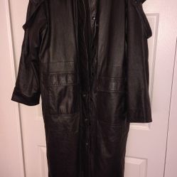 Beautiful Long Black Leather Jacket.